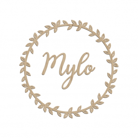 Enseigne murale chambre d'enfant couronne végétale en bois