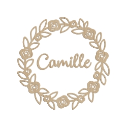 Décoration murale enfant enseigne prénom couronne fleurie