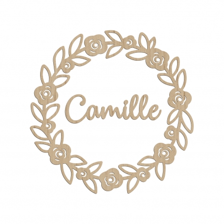 Décoration murale enfant enseigne prénom couronne fleurie