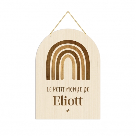 Pancarte personnalisée chambre enfant arc-en-ciel