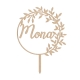 Cake topper en bois couronne de feuillage