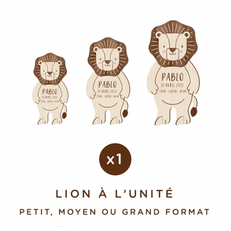 Décoration personnalisée en bois lion thème savane