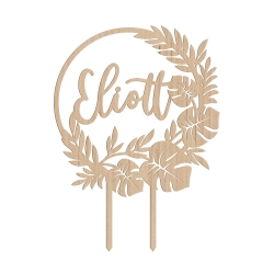 Cake topper jungle feuille monstera anniversaire garçon