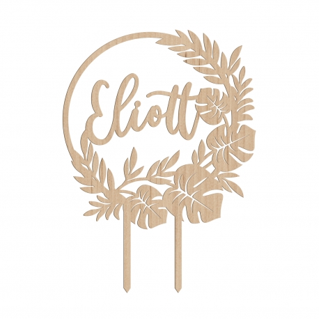 Cake topper jungle feuille monstera anniversaire garçon