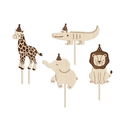 Pics à muffins cake topper animaux savane