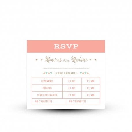 Carton réponse RSVP personnalisé mariage guinguette
