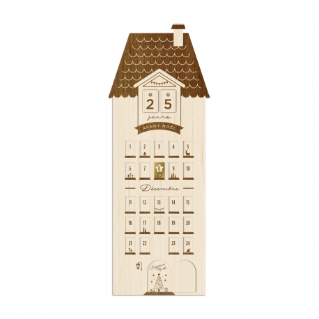 Calendrier de l'Avent en bois, maison de campagne