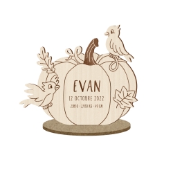 Faire-part naissance citrouille en bois bébé d'automne