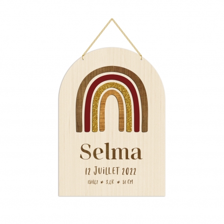 Pancarte personnalisée arc-en-ciel cadeau naissance
