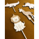 Pics à muffins, cake topper animaux en bois savane