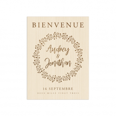 Panneau bienvenue en bois mariage champêtre à personnaliser
