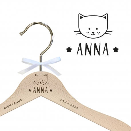 Cintre enfant personnalisé tête de chat