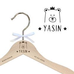 Cintre en bois personnalisé tête d'ours