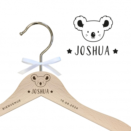 Cintre enfant personnalisé en bois modèle koala