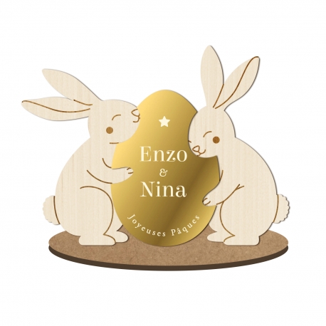 Décoration de Pâques personnalisée deux lapins