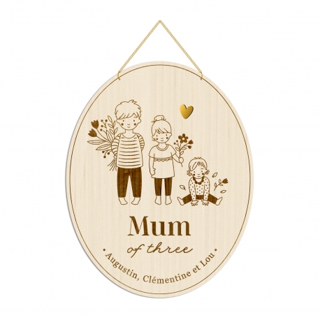 Médaille Mum of three, cadeau original fête des mères