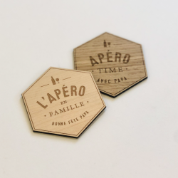 Dessous de verre octogonal papa - Lot de 2