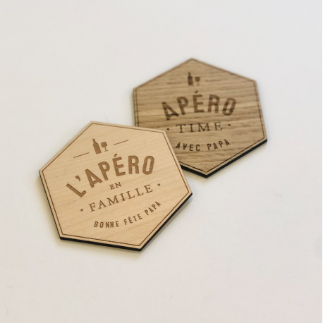 Dessous de verre en bois, cadeau fête des pères