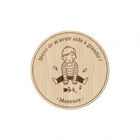 Magnet en bois personnalisé portrait enfant, cadeau maîtresse nounou