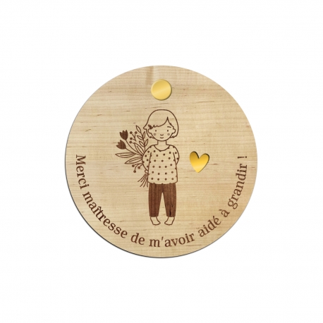 Miroir de poche en bois, personnalisé maîtresse ou nounou