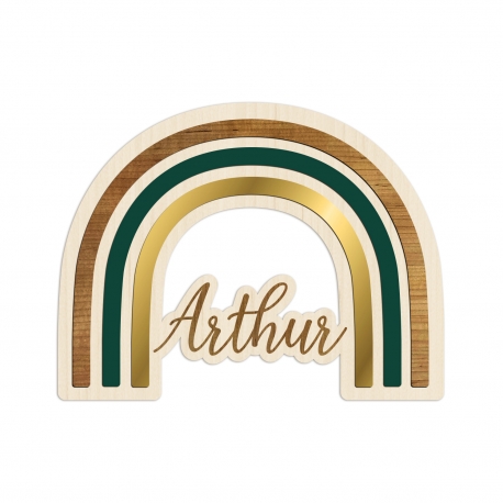 Enseigne murale en bois et plexiglas modèle arc-en-ciel