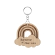Cadeau original baptême arc-en-ciel, porte-clés en bois