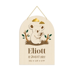 Pancarte en bois koala personnalisée, décoration chambre enfant
