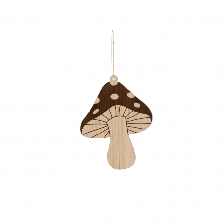 Décoration en bois champignon, suspension sapin de Noël