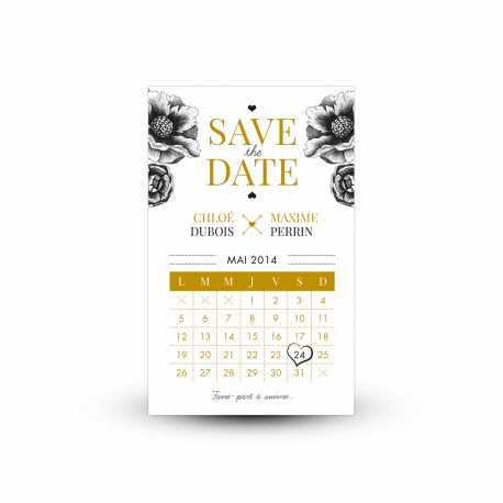 Save the date Anémones thème Gatsby chic et rétro