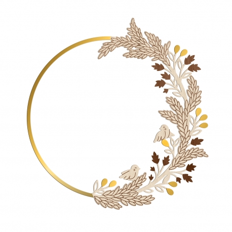 Jolie couronne décorative douce et poétique bois et plexiglas