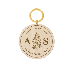 Porte-clé en bois personnalisé brin de laurier
