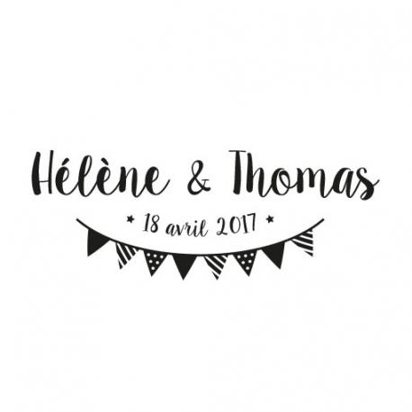  Tampon mariage guinguette personnalisé guirlande de fanions