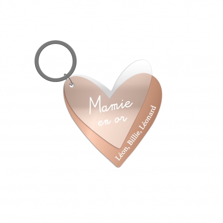 Porte-clés coeur personnalisable, cadeau mamie