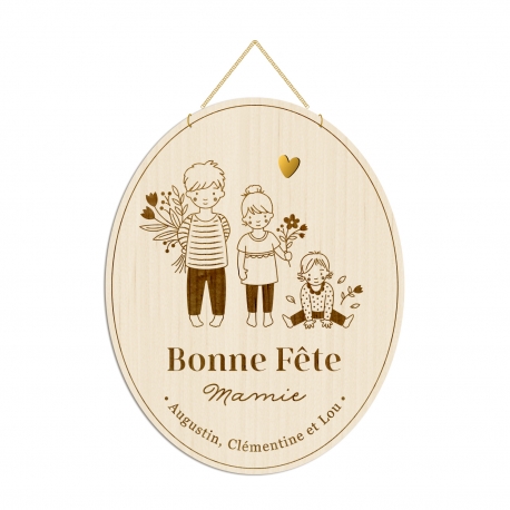 Décoration murale portrait petits enfants, cadeau personnalisé mamie