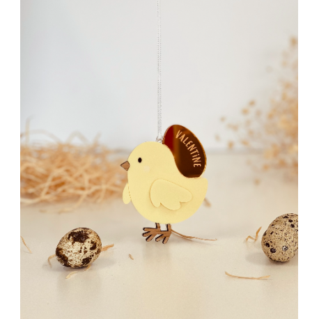 Décoration personnalisable arbre de Pâques poussin jaune