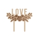 Cake topper en bois LOVE gravé fleuri pour mariage