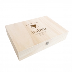 Coffret naissance en bois personnalisé renard, souvenirs de bébé