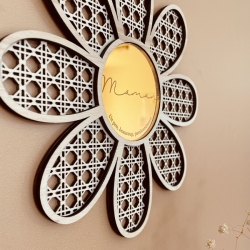 Miroir cannage en bois marguerite