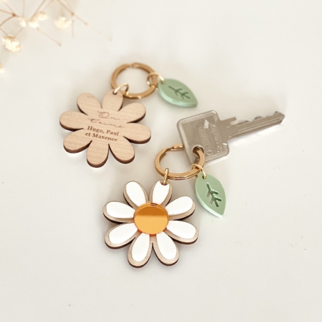 Porte-clefs marguerite à personnaliser pour la fête des mères