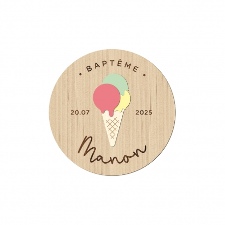 Magnet en bois personnalisable glace cornet