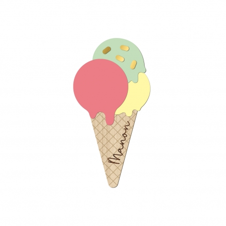 Magnet en bois personnalisé glace, cadeaux d'invités baptême anniversaire