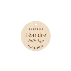 Étiquettes rondes en bois, médaille personnalisée cadeaux d'invités baptême
