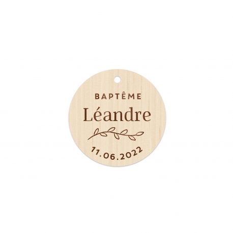 Étiquettes rondes en bois, médaille personnalisée cadeaux d'invités baptême