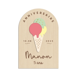 Panneau de bienvenue en bois personnalisé anniversaire glace