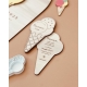 Invitation anniversaire enfant en bois thème glace cornet 3 boules