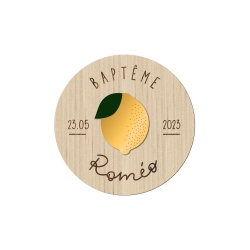 Magnet en bois rond citron