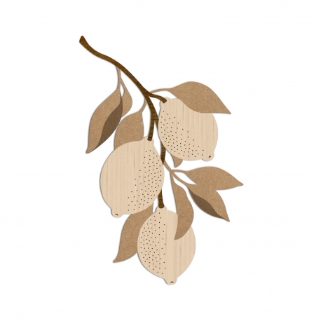 Thème citron, grappe de citrons décorative en bois