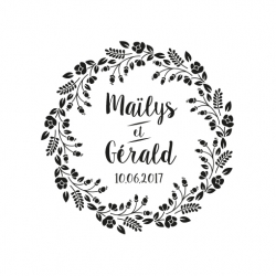 Tampon mariage personnalisé couronne fleurie automne