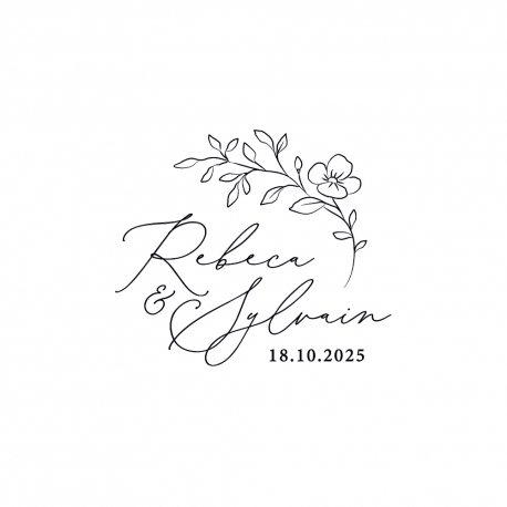 Tampon mariage personnalisé modèle fleuri