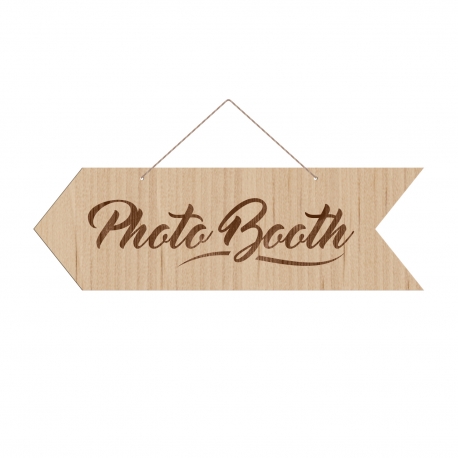 Panneau directionnel en bois gravé Photo Booth